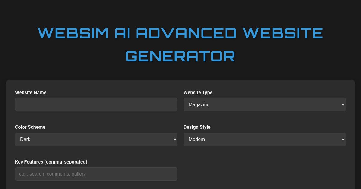 WebSim AI - Advanced Website Generator
