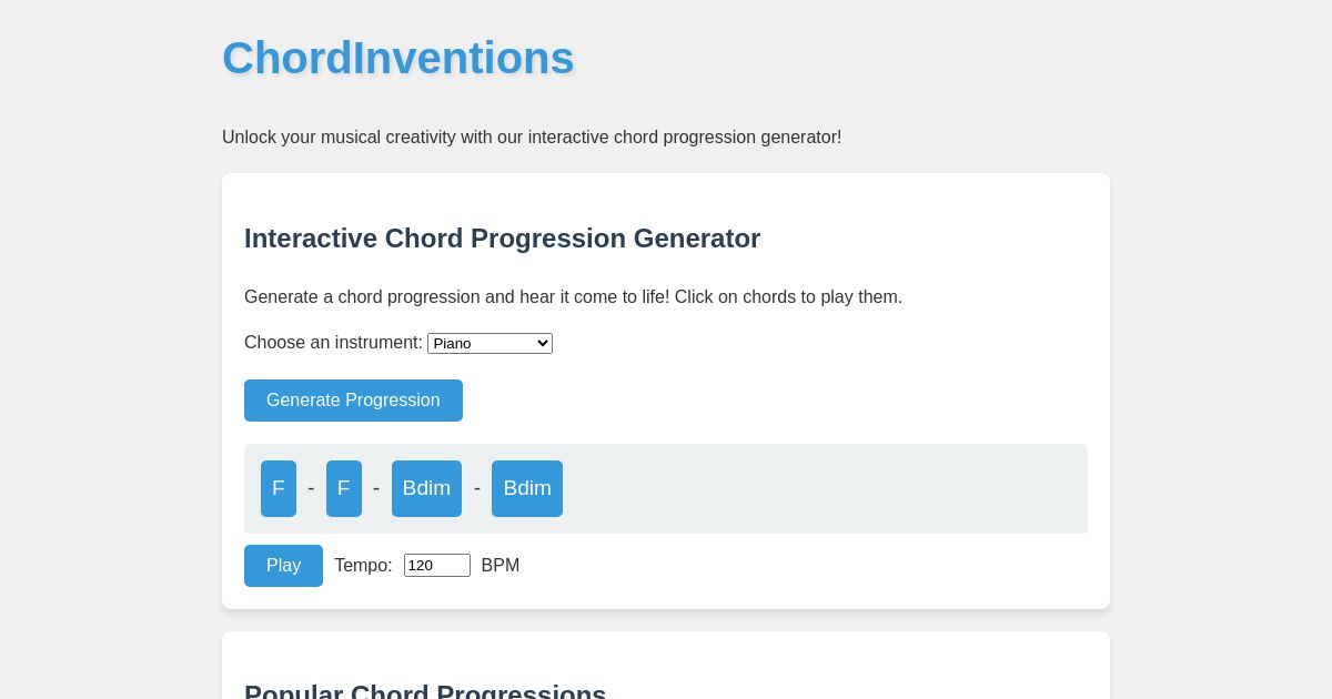 ChordInventions - Interactive Chord Progression Generator with Sound