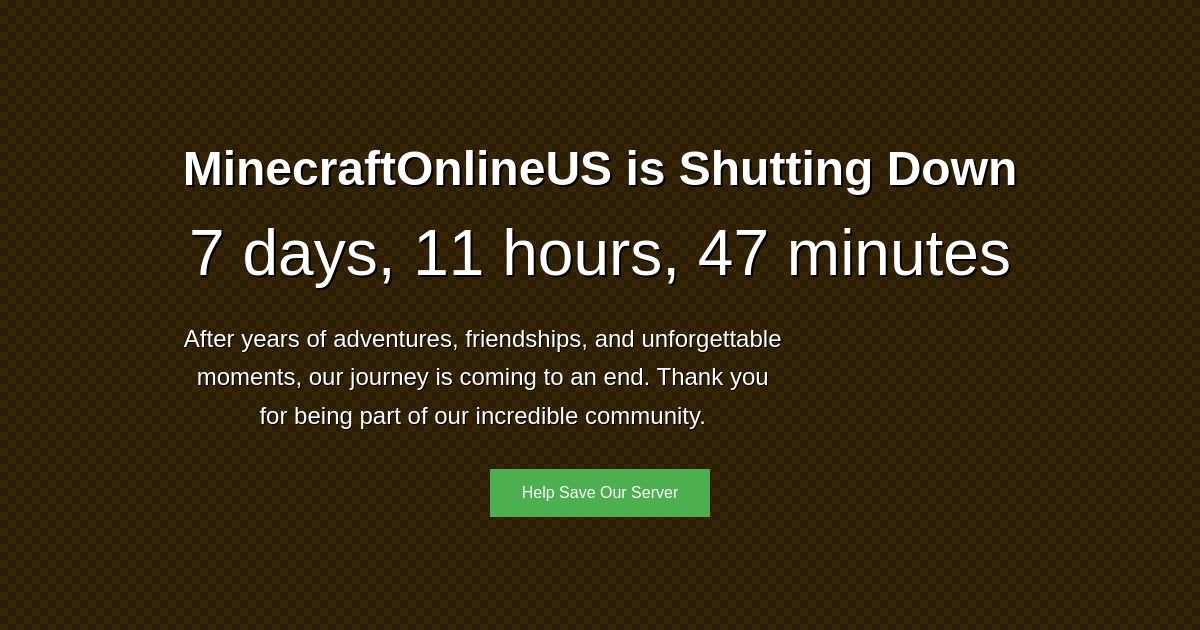 MinecraftOnlineUS - Server Shutdown Countdown