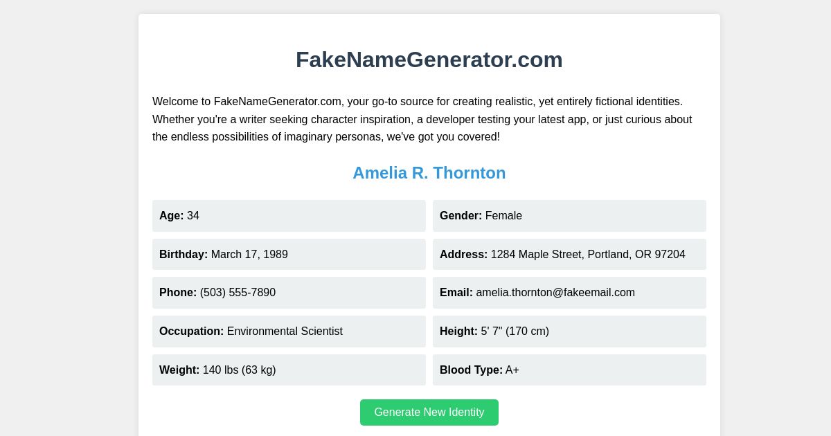 FakeNameGenerator.com - Your Trusted Source for Imaginary Identities