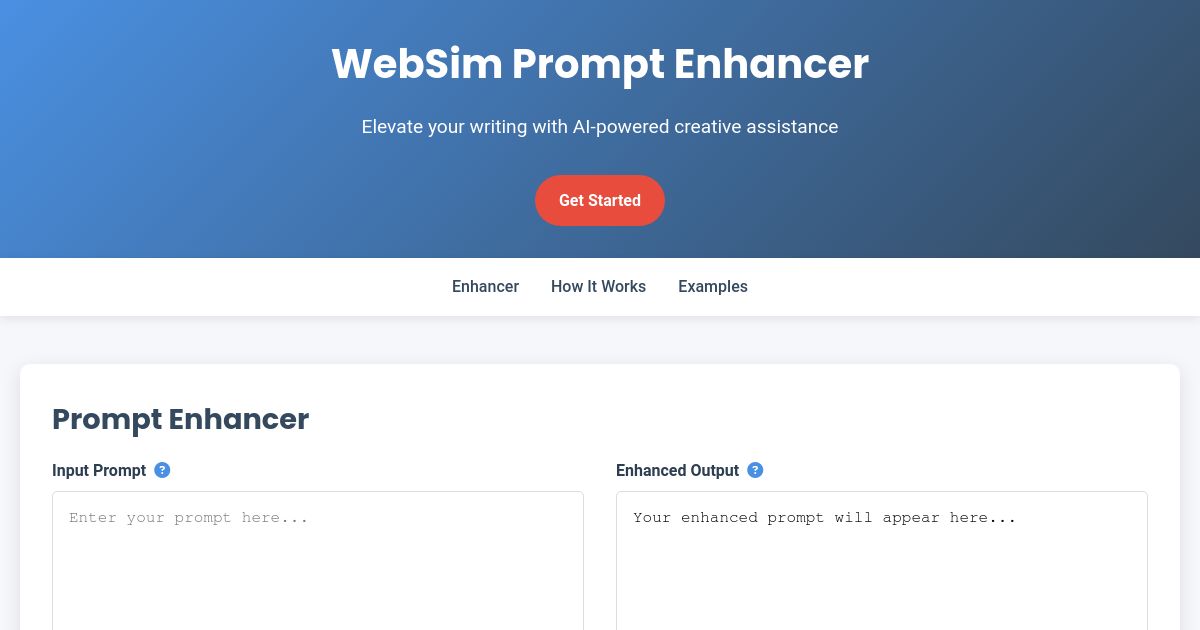 WebSim Prompt Enhancer - AI-Powered Creative Writing Assistant