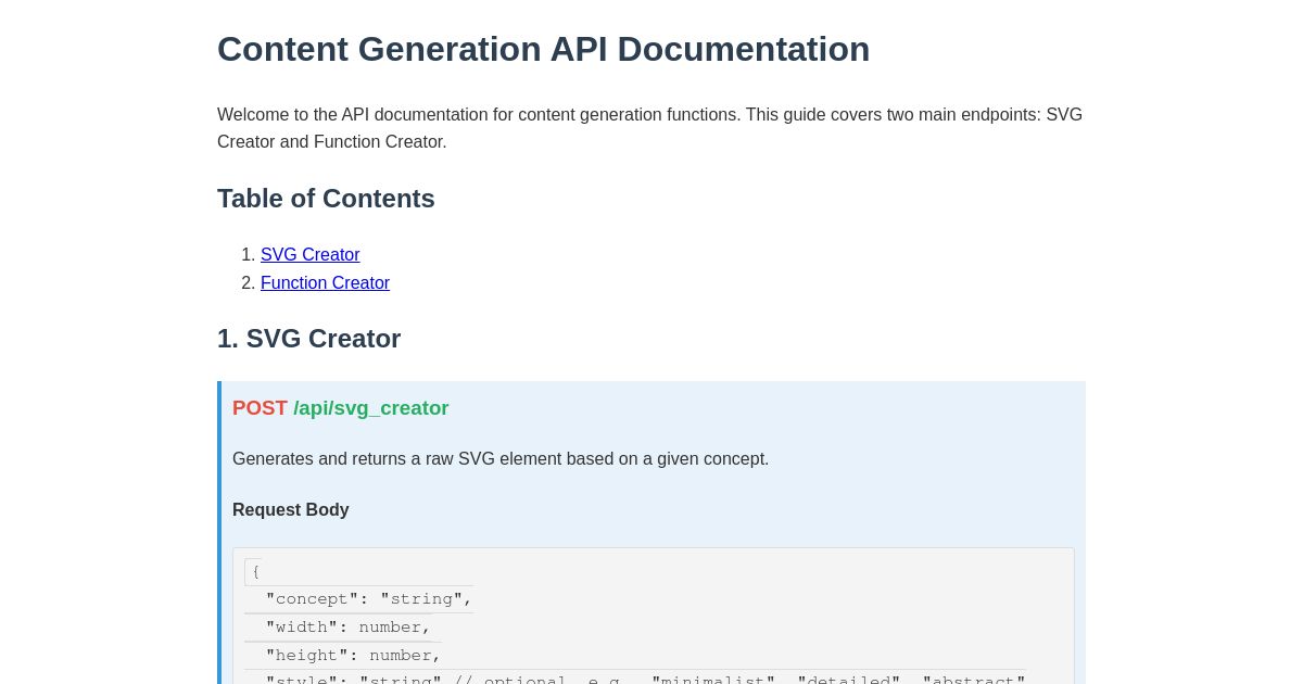 Content Generation API Documentationstyle Content generation api documentationstyle