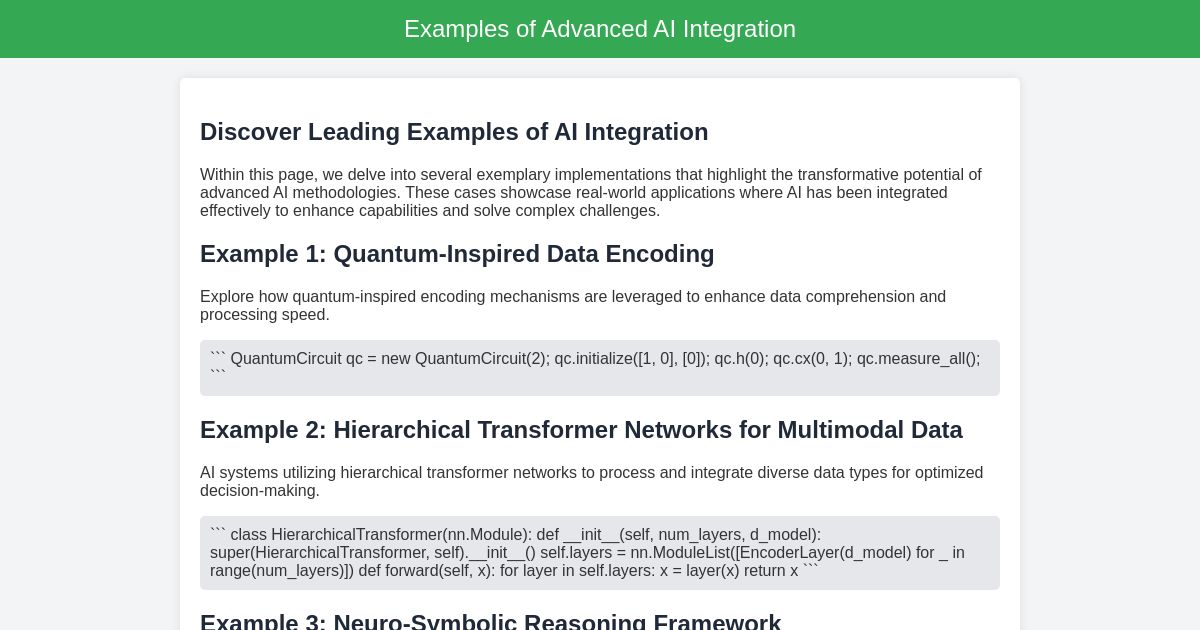 Examples of Advanced AI Integration