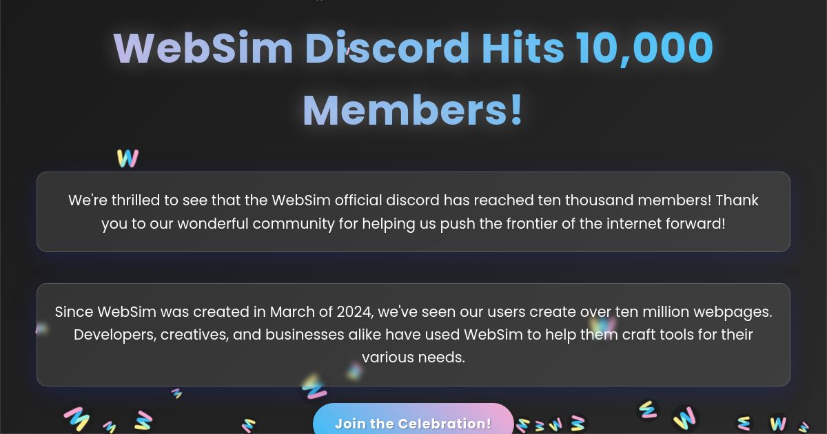 WebSim Discord Celebration - 10,000 Members!