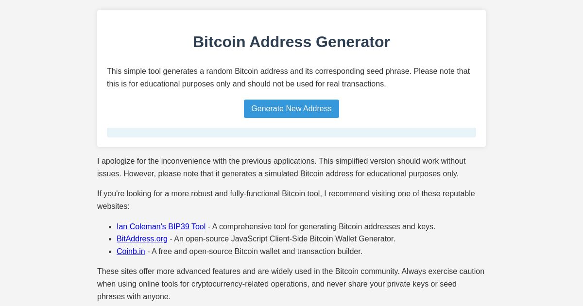 Bitcoin Address Generator