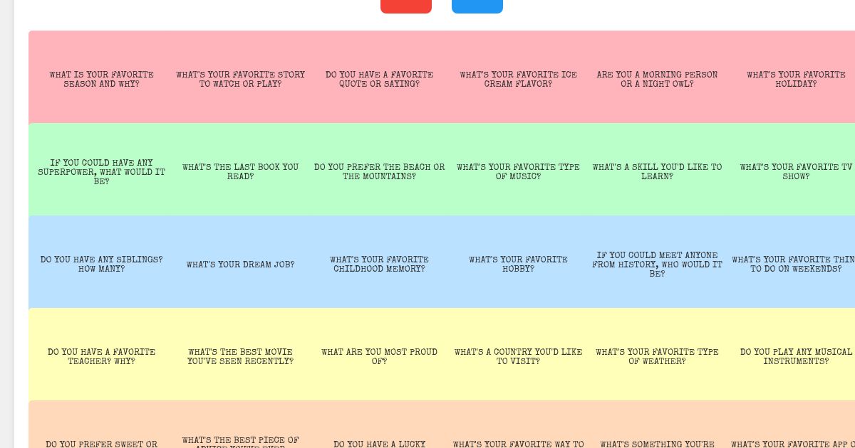 Getting To Know You Interactive Dicebreaker
