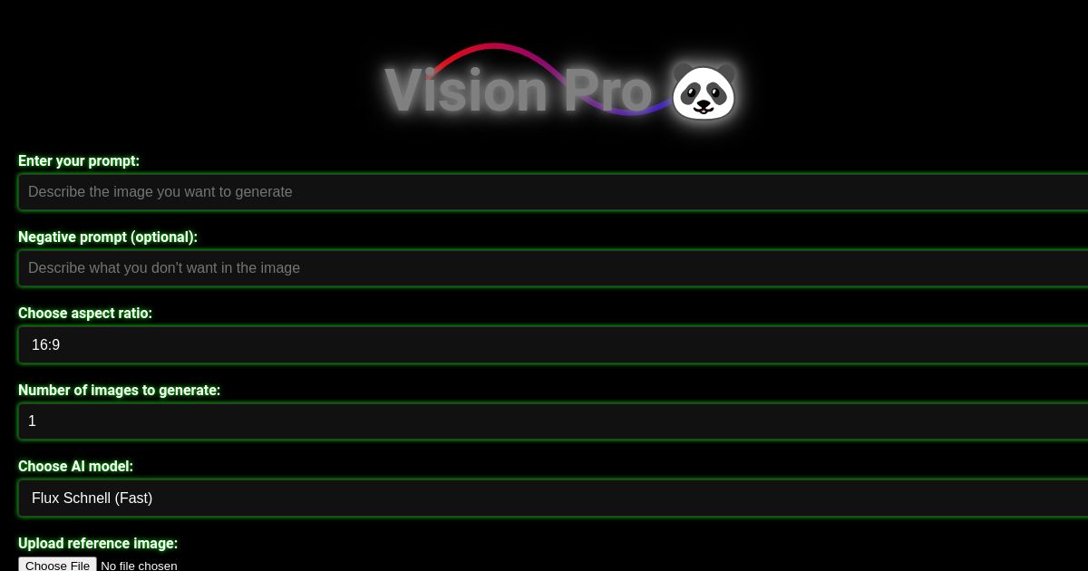 Vision Pro 🐼 - Advanced AI Image Generator