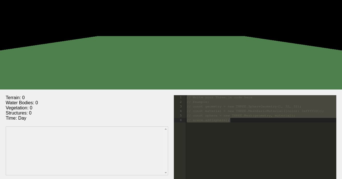 Three.js World Simulator with HTMX, API Control, Live Code Editor, and ...