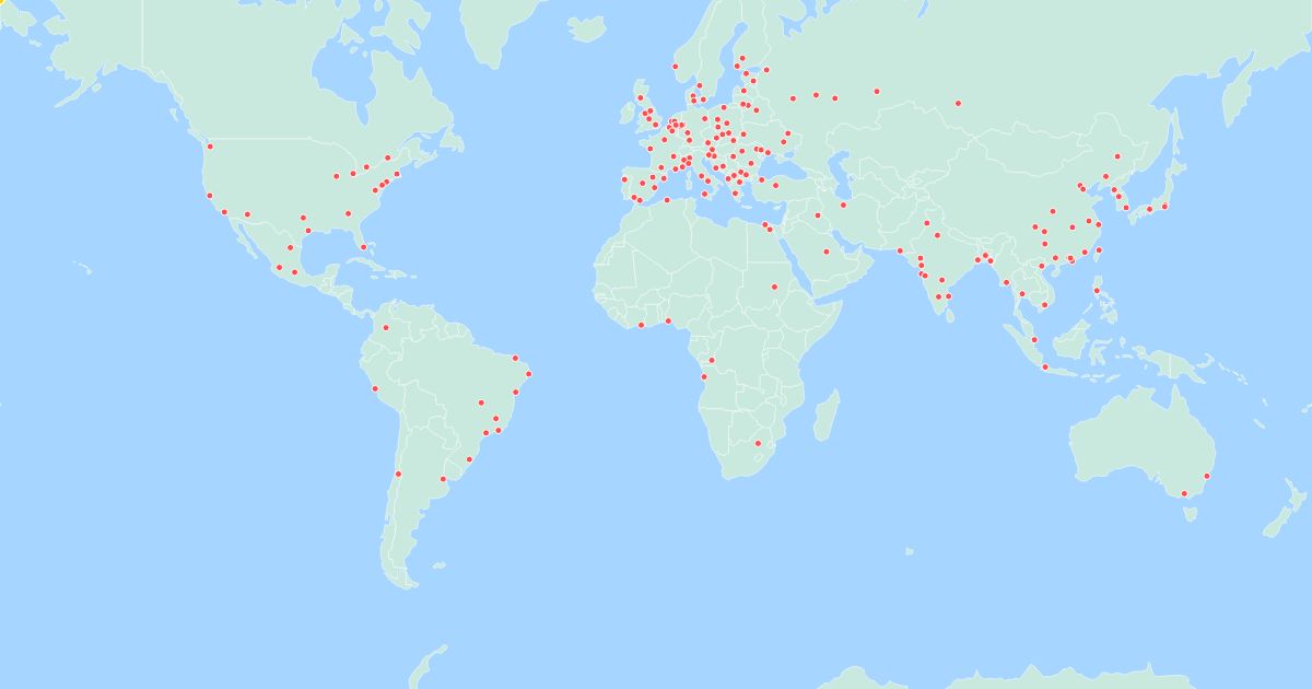 Interactive World Map with Hover Effects
