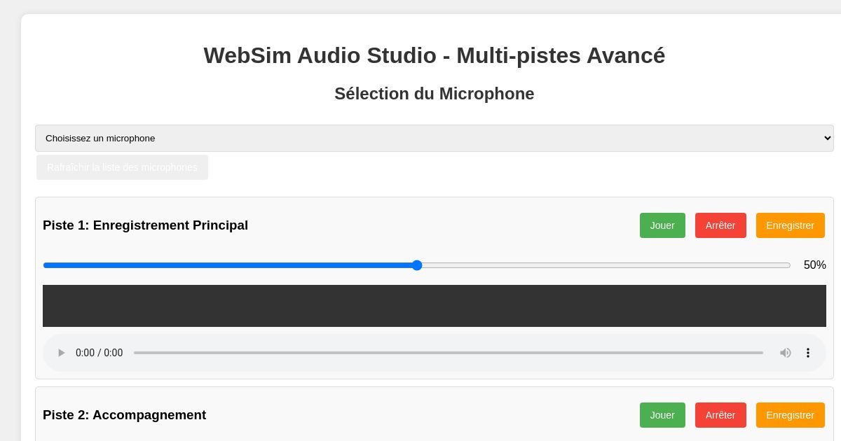 WebSim Audio Studio - Multi-pistes Avancé