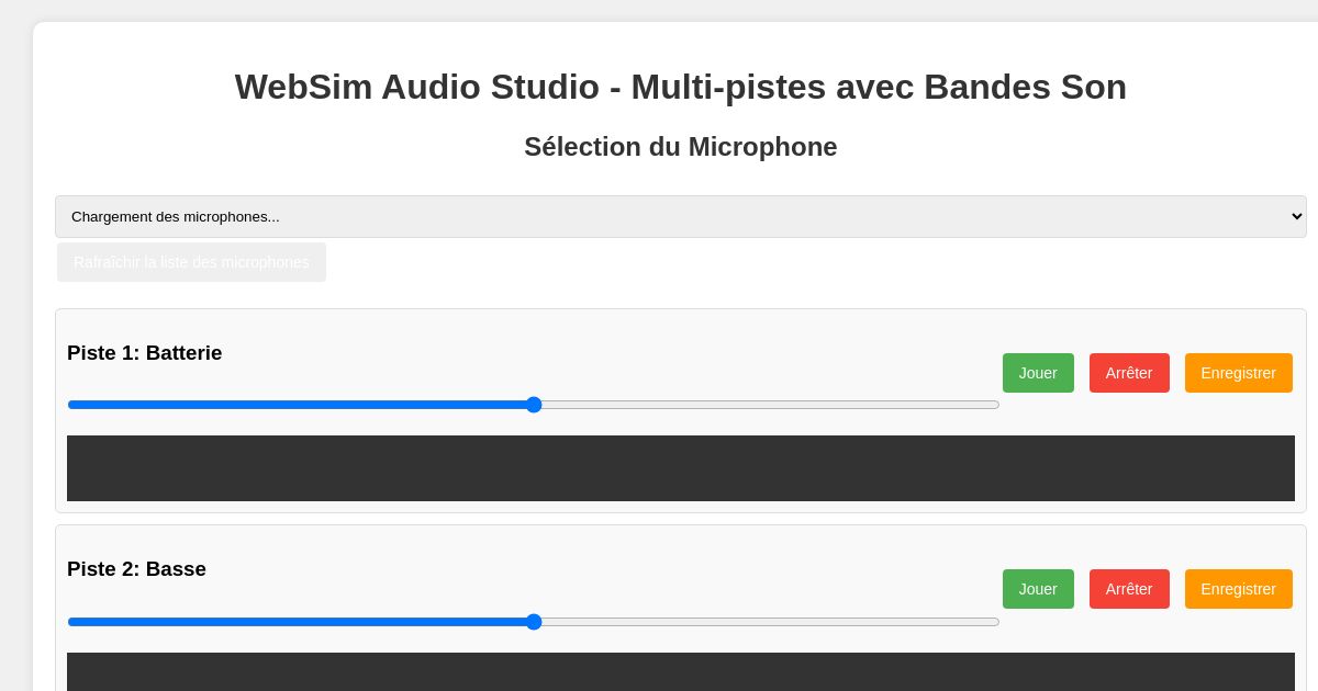 WebSim Audio Studio - Multi-pistes avec Bandes Son