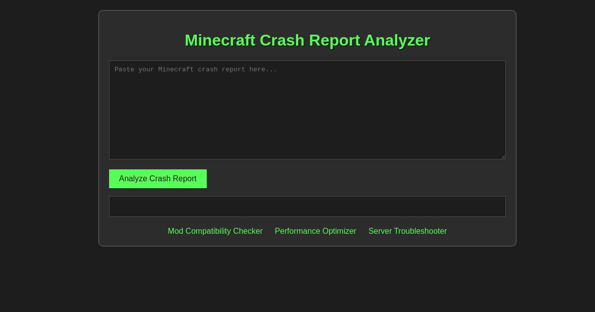 Minecraft Crash Report Analyzer
