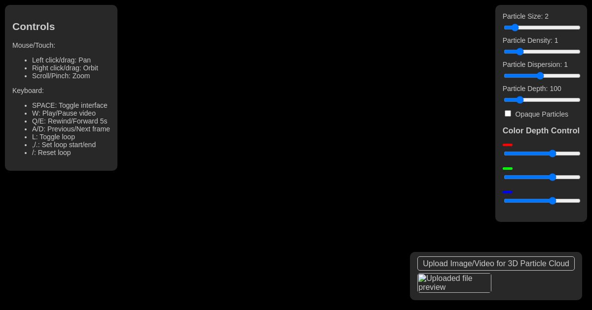 3D Particle Cloud Visualizer - Interactive Image/Video Analysis