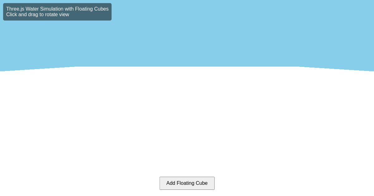 Three.js Water Simulation with Floating Cubes