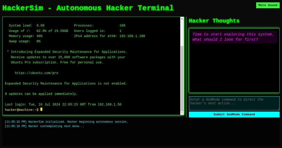 Hacker Link HackerSim - Autonomous Hacker Terminal