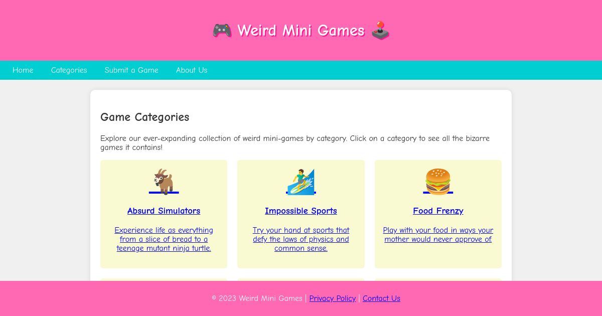 Weird Mini Categories - Weird Mini Games