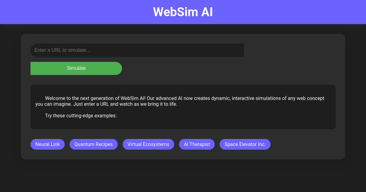 WebSim AI - Dynamic Web Simulation