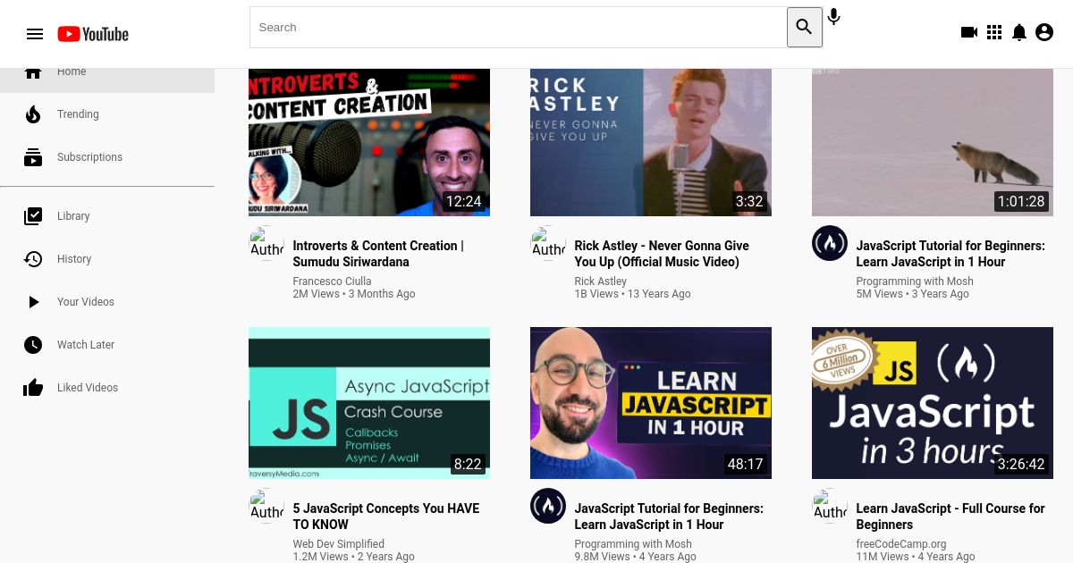 Youtube Clone with HTML & CSS