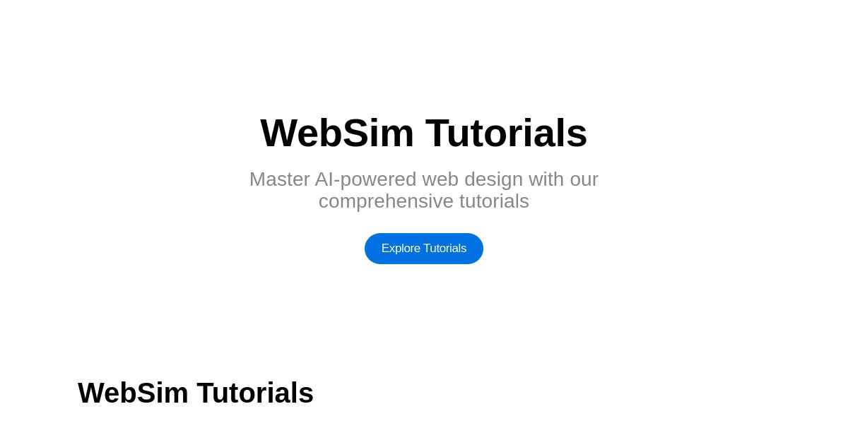 WebSim Tutorials - Master AI-Powered Web Design