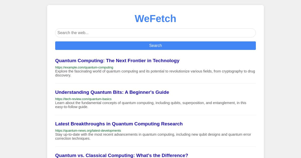WeFetch - Top 5 Search Results