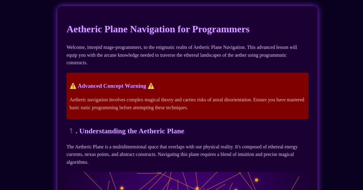 Learn to Program: Aetheric Plane Navigation for Programmers
