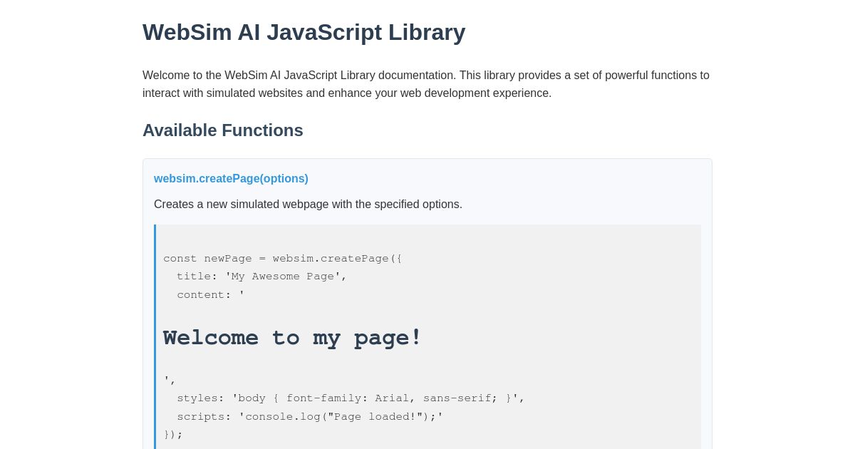 WebSim AI JavaScript Library