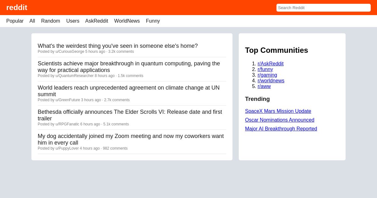 Reddit The Front Page of the