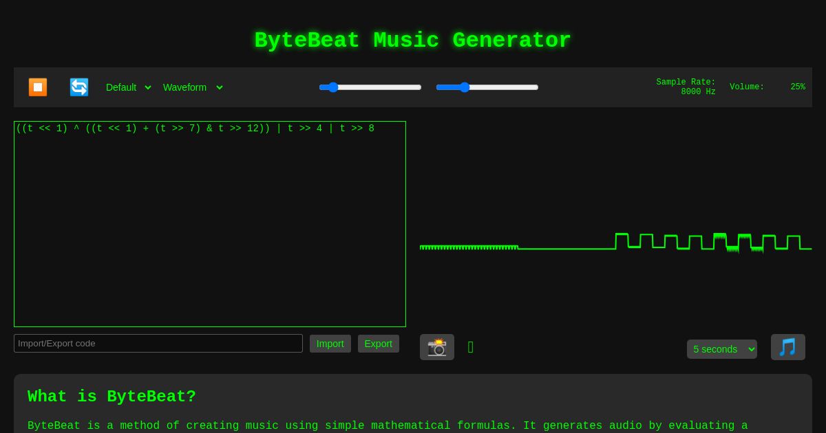 ByteBeat Music Generator