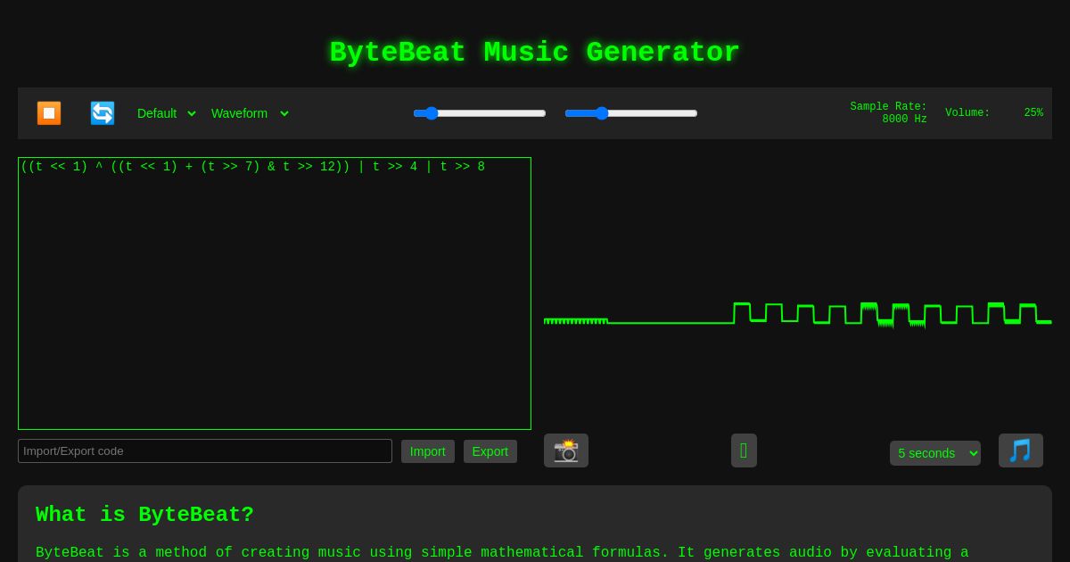 ByteBeat Music Generator