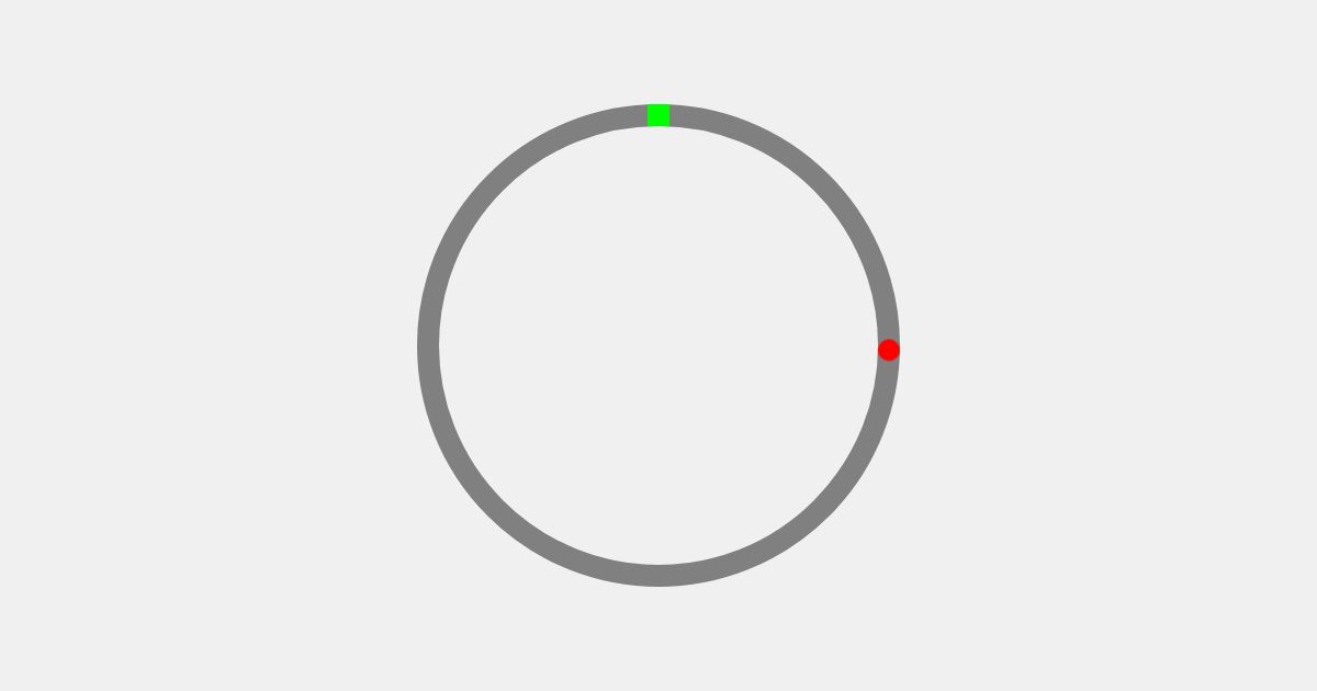 Grey Circle Track with Green Finish Line and Centered Rotating Dot