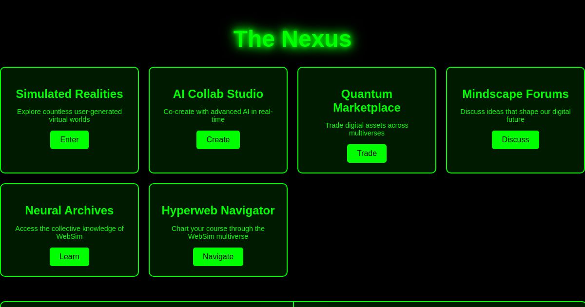 The Nexus - WebSim AI Metaverse Hub