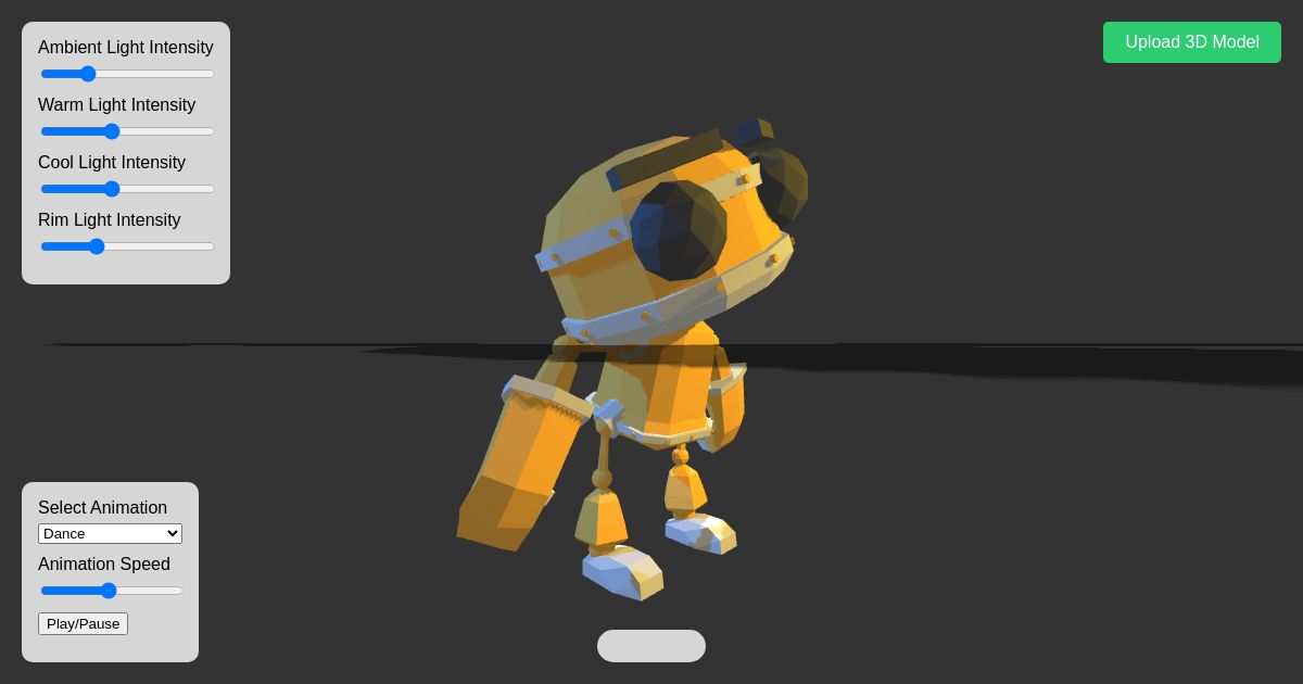 3D Model Viewer with Animation Support and Improved Shadow Catcher